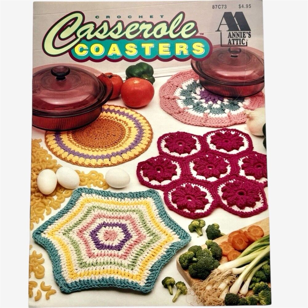 Annie’s Attic Crochet Casserole Coasters Pattern Book - 87C73  vintage 1993
